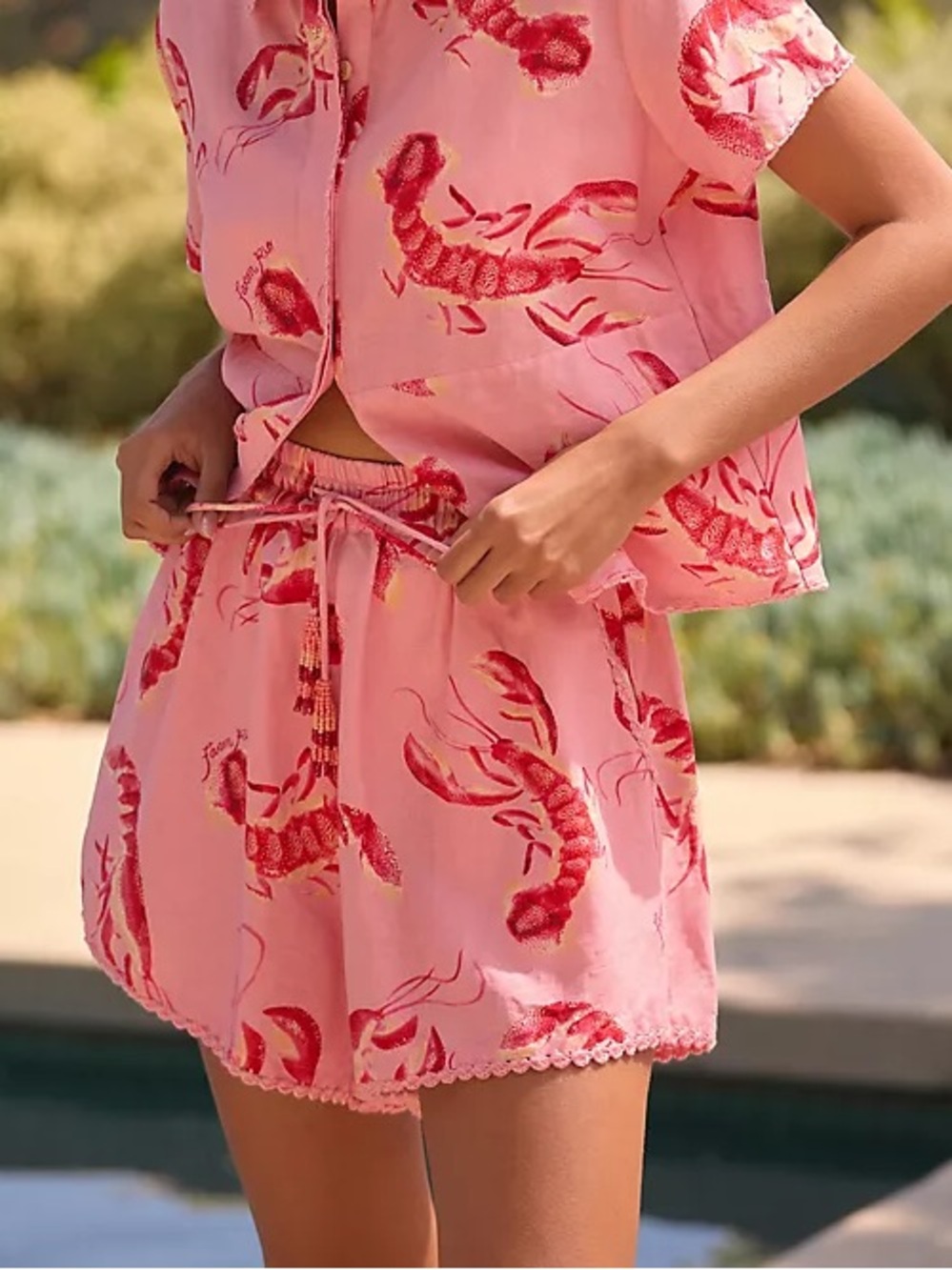 Farm Rio Pink Lobster Print Shorts S